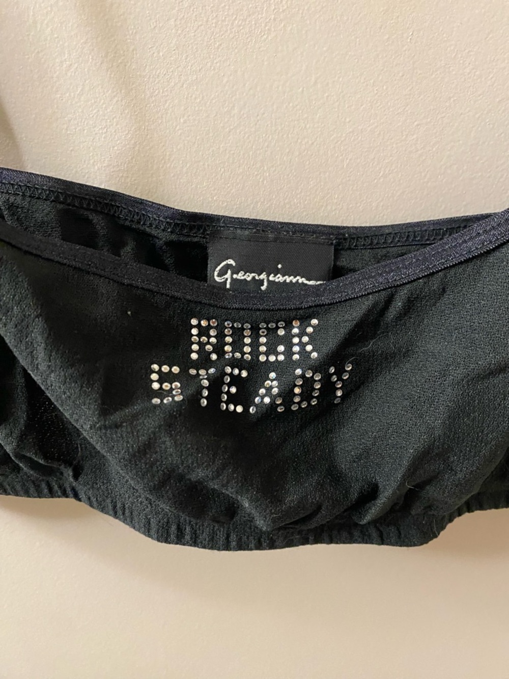 Y2K Rock Steady No Doubt Black Rhinestone Bralette